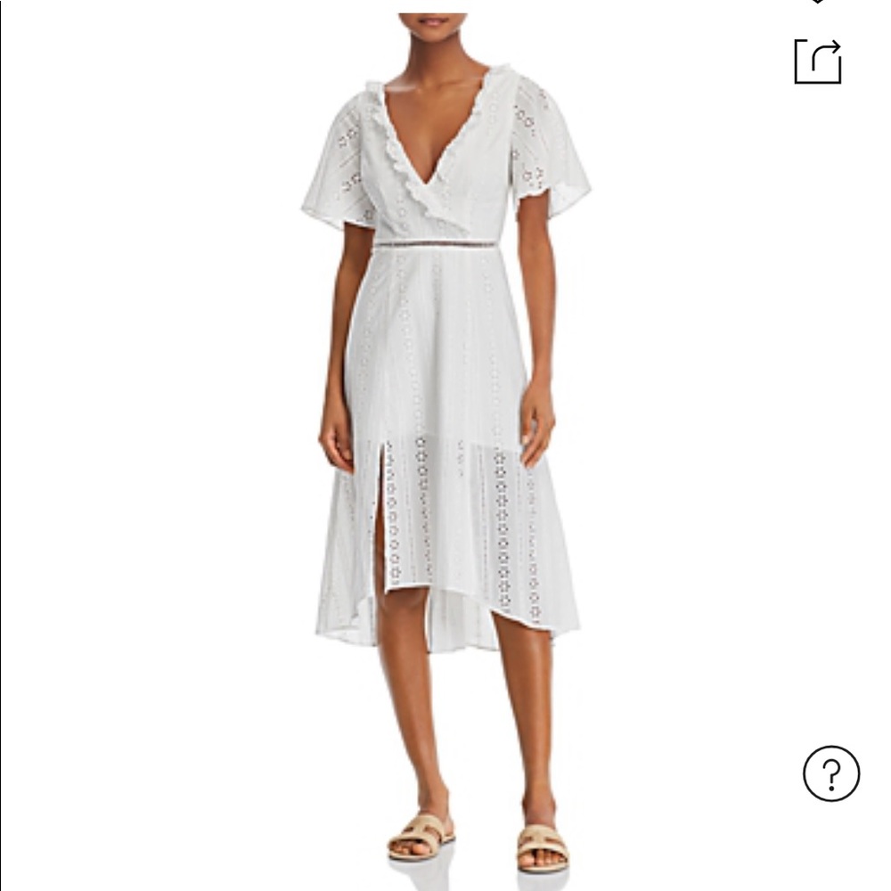 Finders Keepers Sunday Open Back White Lace Puff Sleeve Midi Dress 6 Bow